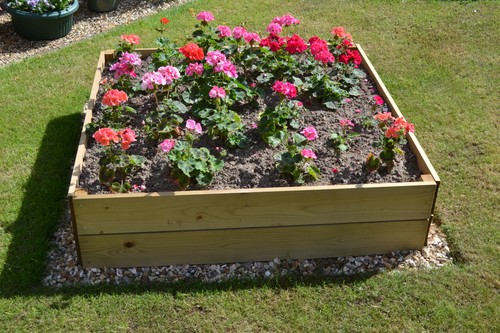 Square timber raised bed - timber,