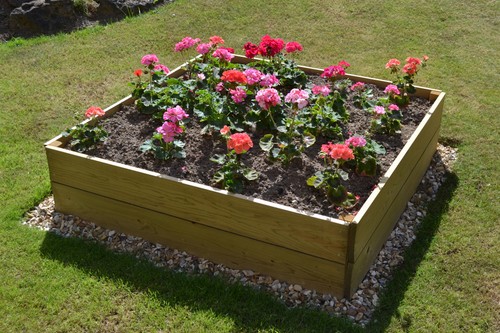 Square timber raised bed - bed,
