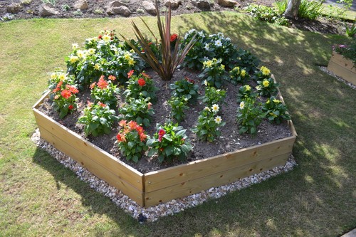 Pentagonal timber raised bed - timber,